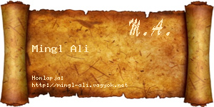Mingl Ali névjegykártya